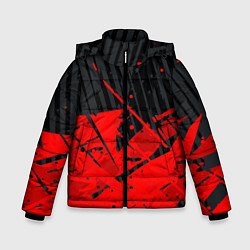 Зимняя куртка для мальчика Красные брызги на черном фоне