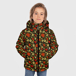 Куртка зимняя для мальчика Хохлома - красные ягоды, цвет: 3D-красный — фото 2