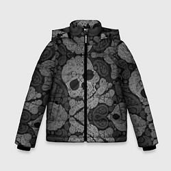Куртка зимняя для мальчика Абстрактные черепа пейсли, цвет: 3D-черный