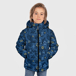 Куртка зимняя для мальчика Желтые и синие звезды на синем фоне, цвет: 3D-черный — фото 2