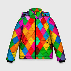 Куртка зимняя для мальчика Цветные лоскуты - пэчворк, цвет: 3D-красный