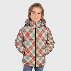 Куртка зимняя для мальчика Салатовый узор в клетку, цвет: 3D-красный — фото 2