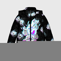 Куртка зимняя для мальчика Cyberpunk 2077 neon samurai glitch art colors, цвет: 3D-красный