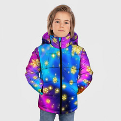 Куртка зимняя для мальчика Снежинки и звезды - яркие цвета, цвет: 3D-светло-серый — фото 2