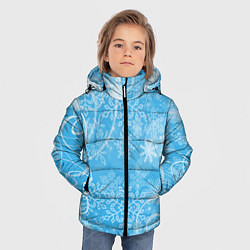 Куртка зимняя для мальчика Морозный узор на голубом стекле, цвет: 3D-черный — фото 2