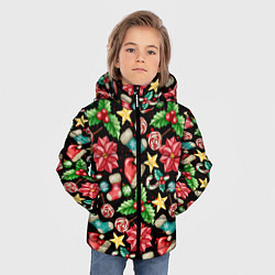 Куртка зимняя для мальчика Зимний праздничный орнамент, цвет: 3D-светло-серый — фото 2