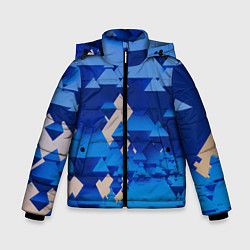 Куртка зимняя для мальчика Абстрактные синие тетраэдры, цвет: 3D-красный