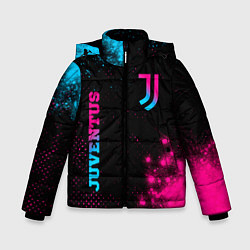 Куртка зимняя для мальчика Juventus - neon gradient: надпись, символ, цвет: 3D-черный