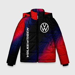 Куртка зимняя для мальчика Volkswagen красный карбон, цвет: 3D-черный