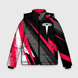 Куртка зимняя для мальчика Tesla fast lines, цвет: 3D-черный