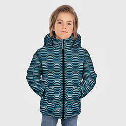 Куртка зимняя для мальчика Объёмные полосы - оптическая иллюзия, цвет: 3D-черный — фото 2