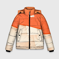 Куртка зимняя для мальчика Абстрактные геометрические оранжевые и светлые фиг, цвет: 3D-светло-серый