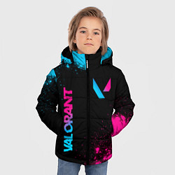 Куртка зимняя для мальчика Valorant - neon gradient: надпись, символ, цвет: 3D-черный — фото 2