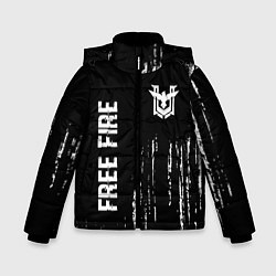 Куртка зимняя для мальчика Free Fire glitch на темном фоне: надпись, символ, цвет: 3D-черный