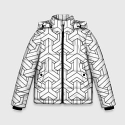 Куртка зимняя для мальчика Мозаичный чёрно-белый паттерн, цвет: 3D-черный