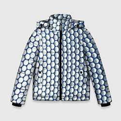 Куртка зимняя для мальчика Геометрические бело-синие круги, цвет: 3D-черный