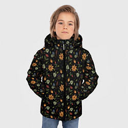 Куртка зимняя для мальчика Уютные растения на чёрном фоне, цвет: 3D-черный — фото 2