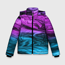 Куртка зимняя для мальчика Синий с фиолетовым размытый абстрактный узор, цвет: 3D-светло-серый