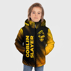 Куртка зимняя для мальчика Goblin Slayer - gold gradient: надпись, символ, цвет: 3D-черный — фото 2
