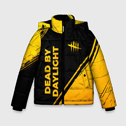 Зимняя куртка для мальчика Dead by Daylight - gold gradient: надпись, символ