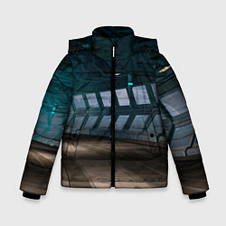 Куртка зимняя для мальчика Коридор космической станции, цвет: 3D-красный
