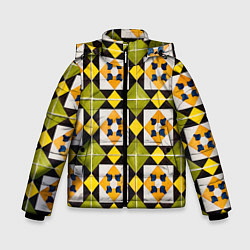 Куртка зимняя для мальчика Геометрический золотистый паттерн, цвет: 3D-черный