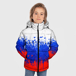 Куртка зимняя для мальчика Флаг России с горизонтальными подтёками, цвет: 3D-светло-серый — фото 2