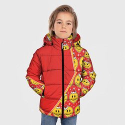 Куртка зимняя для мальчика Новогодние смайлы, цвет: 3D-черный — фото 2