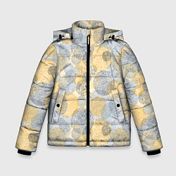 Куртка зимняя для мальчика Круги с рисунком отпечатков пальцев, цвет: 3D-светло-серый