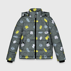 Куртка зимняя для мальчика Лица и фигуры рисованные, цвет: 3D-светло-серый