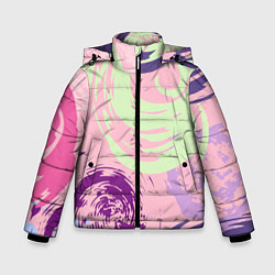 Куртка зимняя для мальчика Розовый фон и разноцветные круги, цвет: 3D-черный