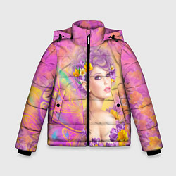 Куртка зимняя для мальчика Розовая фея бабочка, цвет: 3D-черный