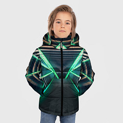 Куртка зимняя для мальчика Неоновые фонари на космическом коридоре, цвет: 3D-черный — фото 2
