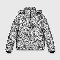 Куртка зимняя для мальчика Текстура мятой алюминиевой фольги, цвет: 3D-черный