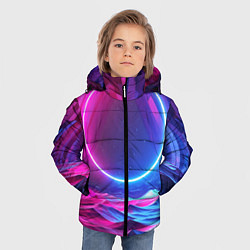 Куртка зимняя для мальчика Круг и разноцветные кристаллы - vaporwave, цвет: 3D-черный — фото 2