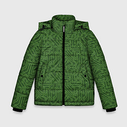 Куртка зимняя для мальчика Милитари компьютерная плата, цвет: 3D-красный
