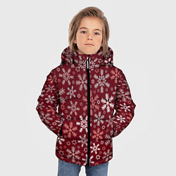 Куртка зимняя для мальчика Новогодний узор из снежинок, цвет: 3D-красный — фото 2