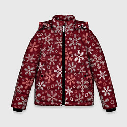 Куртка зимняя для мальчика Новогодний узор из снежинок, цвет: 3D-черный