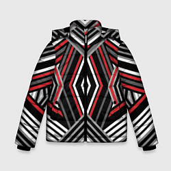 Куртка зимняя для мальчика Геометрический узор с серыми черными и красными по, цвет: 3D-черный