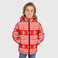 Куртка зимняя для мальчика New Year snowflake pattern, цвет: 3D-красный — фото 2