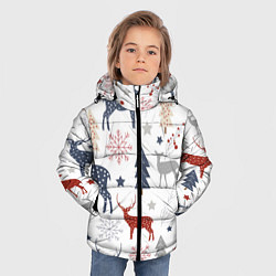 Куртка зимняя для мальчика Олени в новогоднем лесу, цвет: 3D-красный — фото 2