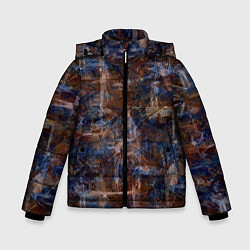 Куртка зимняя для мальчика Коричневый с синим абстрактный гранжевый, цвет: 3D-черный
