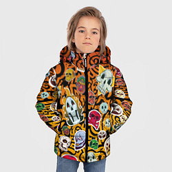 Куртка зимняя для мальчика Черепа на фоне узорчика, цвет: 3D-красный — фото 2