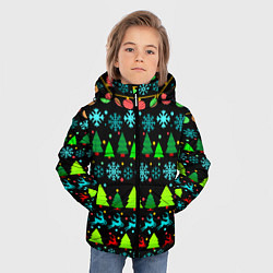 Куртка зимняя для мальчика Узор с ёлками и оленями, цвет: 3D-светло-серый — фото 2