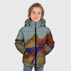 Куртка зимняя для мальчика Волнообразные разноцветные музыкальные линии, цвет: 3D-красный — фото 2