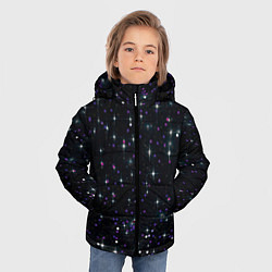 Куртка зимняя для мальчика Фиолетовый блестящий глиттер на черном фоне, цвет: 3D-черный — фото 2