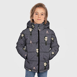 Куртка зимняя для мальчика Уэнсдей, Вещь и вороны - паттерн, цвет: 3D-светло-серый — фото 2