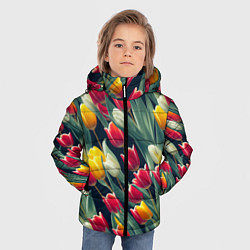 Куртка зимняя для мальчика Много тюльпанов, цвет: 3D-светло-серый — фото 2