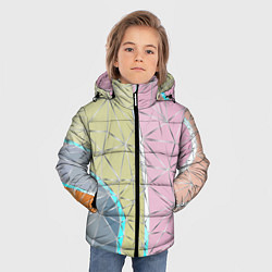 Куртка зимняя для мальчика Разноцветный фон из треугольников с металлическими, цвет: 3D-черный — фото 2