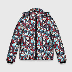 Куртка зимняя для мальчика Абстрактный паттерн с сердцами, цвет: 3D-черный